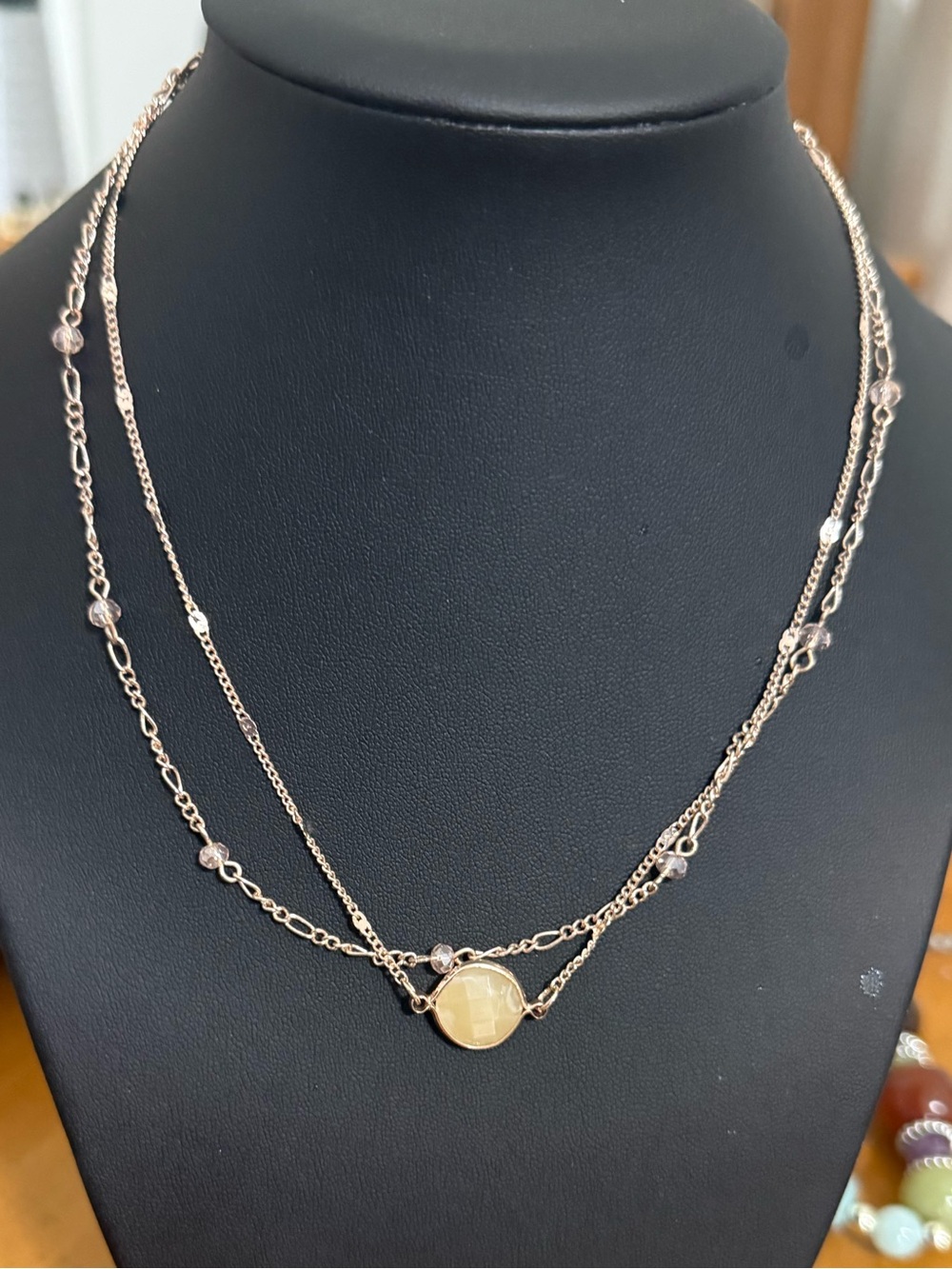 Lauren Conrad Rose Gold Layered Necklace with Champagne Stone